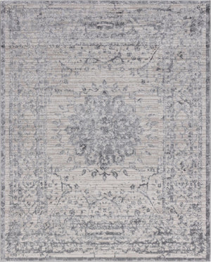 Unique Loom Aberdeen Derbyshire Machine Made Medallion Rug Gray, Navy Blue 8' 0" x 10' 0"