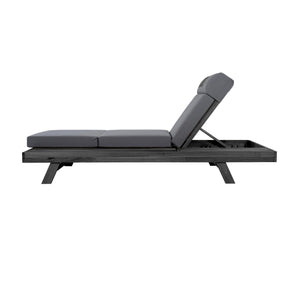 English Elm Lounge Chaise Outdoor Acacia Wood Slatted Frame with Water Resistant Cushion Resort Style Black,Dark Gray N770P442B67G
