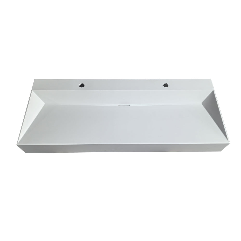 English Elm 48 Inch Matte White Solid Surface Bathroom Basin Rectangular Vanity Sink Modern T3785P491216