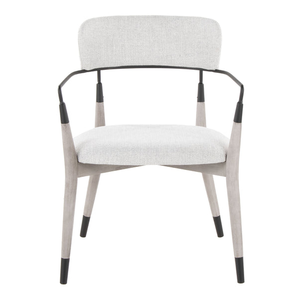 English Elm Chair Set of 2 White Faux Leather Seats with Angular Black Metal Legs Modern Dining B202P471338