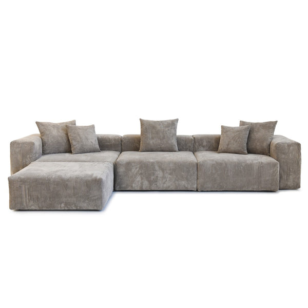 English Elm Pixel Modern Modular Sofa – Versatile L-Shaped 4-Seater Corduroy Comfort For Family Spaces B341S00025-GIGA