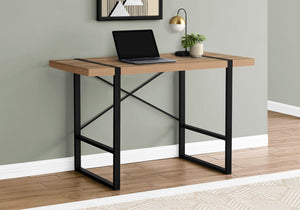 English Elm Computer Desk For Home Office - Modern 49" Workspace With Reclaimed Wood Finish & Metal Frame B2710P219879