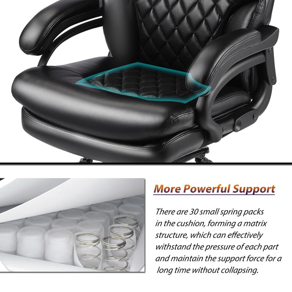English Elm 500lbs Capacity Executive Desk Chair Wide Spring Seat Ergonomic Lumbar Support Swivel W5201P418183