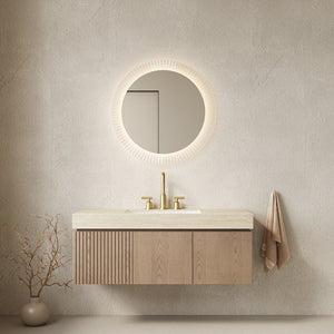 English Elm Muri Floating Bathroom Vanity Woodgrain Plywood Cabinet with Stone Top Basin W2615S00616