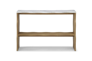 English Elm 47.24" Elegant Marble-Pattern Console Table - Modern Design With Open Storage For Living Spaces W2664P346440
