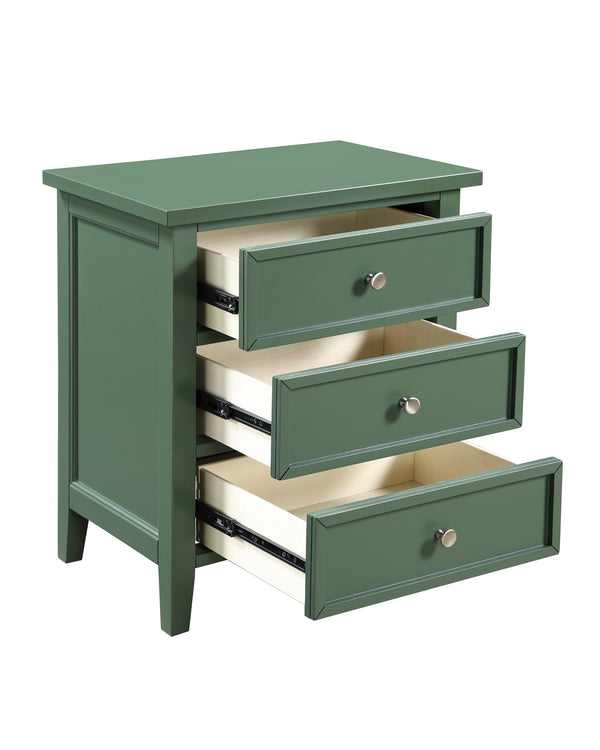 English Elm Luca 3-Drawer Nightstand with Dovetail Drawers and Metal Glides, Tapered Legs, No Assembly Required Antique Green B050P376950