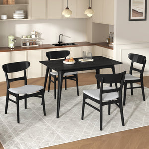 English Elm [video] Mid-century Modern Rubberwood Dining Set Seats Four with Upholstered Chairs N759S001001E