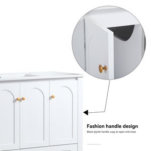 English Elm 48" Sage Bathroom Vanity with Ceramic Sink Mdf Cabinet Soft Close Doors Drawers White W3133S00002