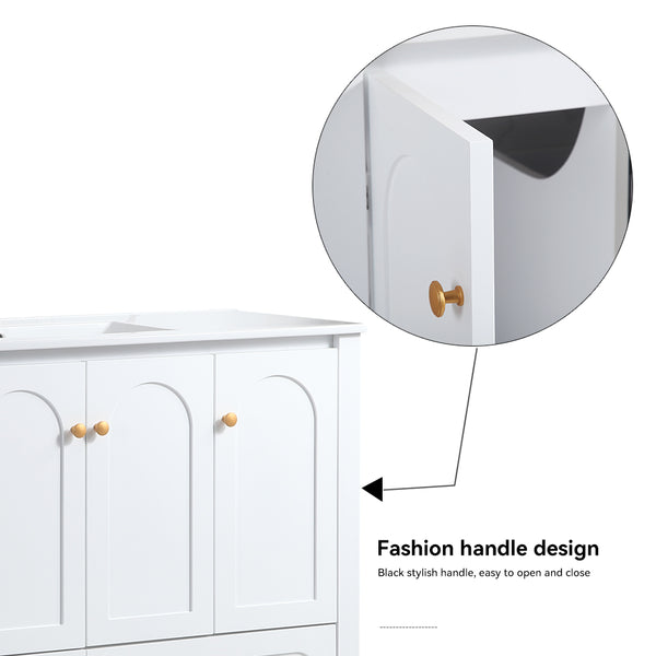 English Elm 48" Sage Bathroom Vanity with Ceramic Sink Mdf Cabinet Soft Close Doors Drawers White W3133S00002
