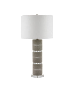 Currey & Company Lofitt Table Lamp - Luxe Faux Gray Shagreen Design With Crystal Accents And Woven Linen Shade, 30" Tall Gray Faux Shagreen ,Crystal 6000-1034-currey-company
