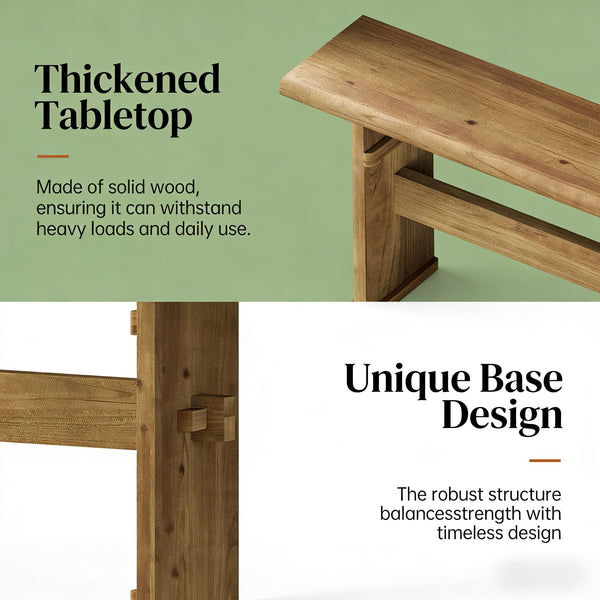 English Elm Practical Geometric Console Table with Matte Black Wood Grain Finish for Entryway or Sofa T3971P458478