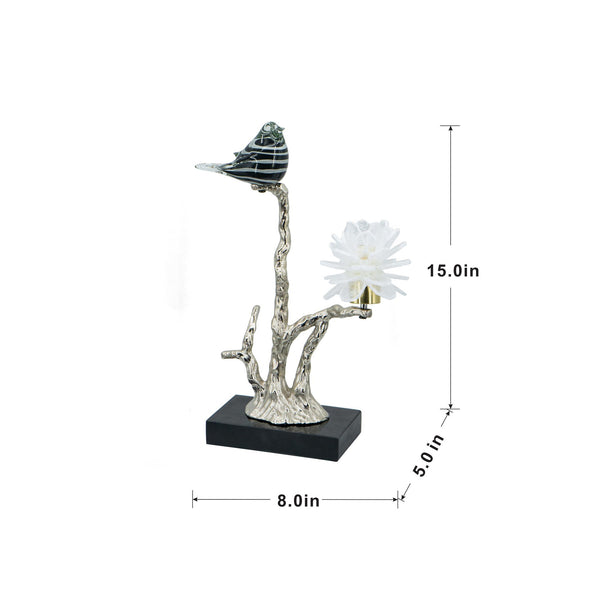 English Elm Aluminum Candle Holder With Elegant Marble Base, Nature-Inspired Design For Modern Home Décor W2078P172360