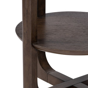 English Elm Transitional End Table With Quartz Stone Top And Dark Walnut Trestle Base For Stylish Living Rooms B2741P404268-GIGA