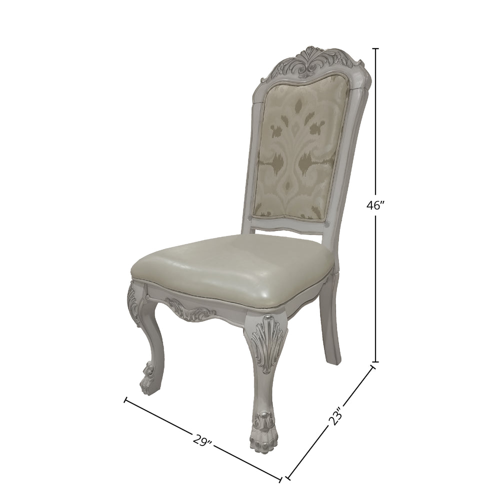 English Elm Dresden Button-Tufted Side Chair Set of 2 - White Faux Leather & Fabric Upholstery, Padded Comfort B2726P288756