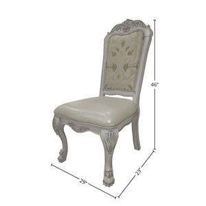 English Elm Dresden Button-Tufted Side Chair Set of 2 - White Faux Leather & Fabric Upholstery, Padded Comfort B2726P288756