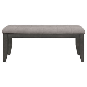 English Elm Erskin Button Tufted Upholstered Bench Rubberwood Frame Slim Dining Room Seat B062P441082