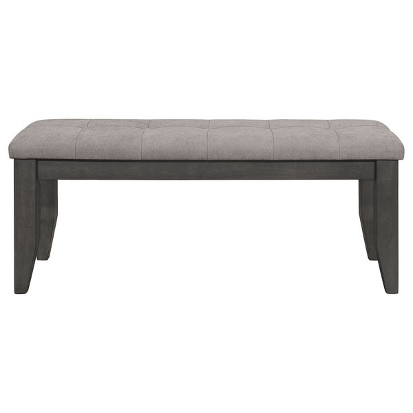 English Elm Erskin Button Tufted Upholstered Bench Rubberwood Frame Slim Dining Room Seat B062P441082