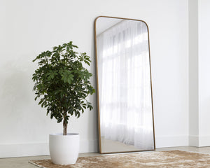 Sunpan Calabasas Floor Mirror - Sleek Minimalist Design with Iron Frame, Perfect for Modern Loft Spaces Brass