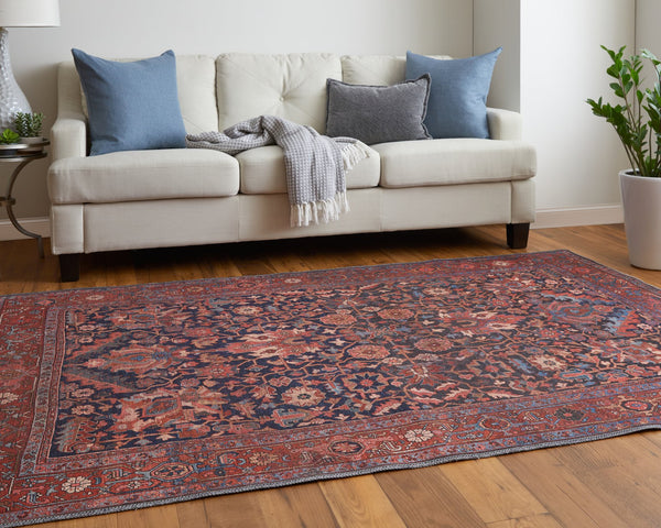 Feizy Rugs Rawlins Vintage-inspired Machine Made Polyester Oriental Rug With Intricate Patterns For Every Space Red,Orange,Blue Polyester Rln39hifrednvye76