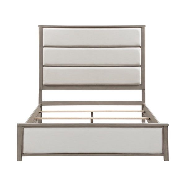 English Elm Contemporary Glam Queen Platform Bed Faux Leather Diamond Stitching Led Headboard B011S02230