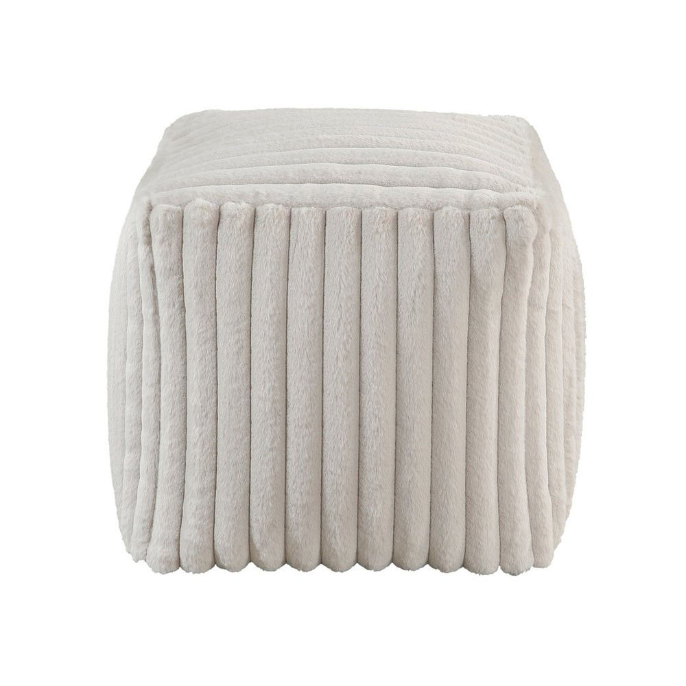 English Elm Square Pouf Plush Off-White Corduroy Ottoman - Versatile Footstool, Bean Bag Chair & Non-Slip Pouf B011P251647-GIGA