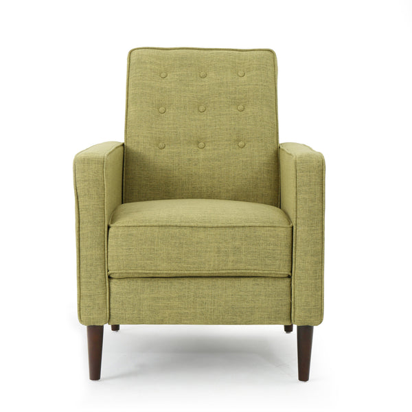 English Elm Christopher Knight Home® - Fabric Recliner Chair Mid-Century Modern Pushback Single Sofa with Tufted Cushion, Birch Legs, Cozy Comfort Green 60741.00MGRN