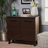 Christopher Knight Home® - Noble House - Wilnona Mid-Century 3-Shelf Faux Wood Cabinet, Walnut and Sanremo Oak