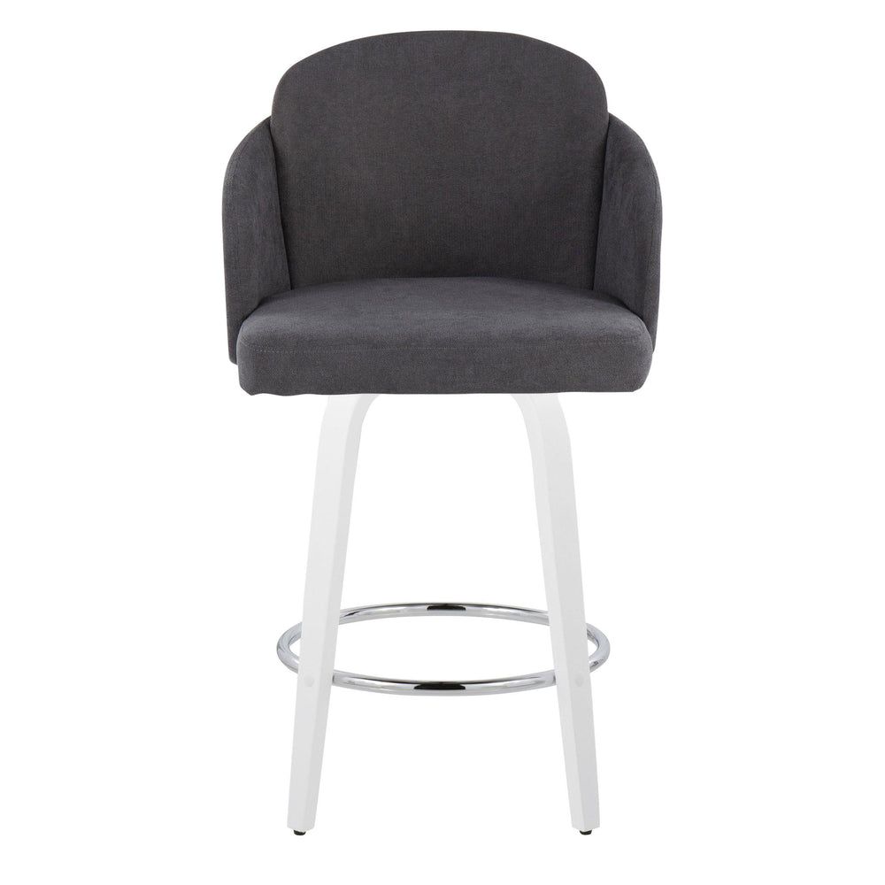 English Elm Fixed-height Swivel Counter Stools with Faux Leather Seats and Chrome Footrest Set of 2 Grey B202S01810