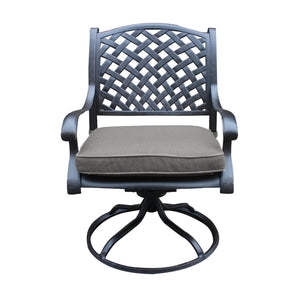 English Elm Cast Aluminum Swivel Rocker Dining Chairs Set Of 2 – Elegant, Durable, Weather-Resistant Comfort! B010P278354