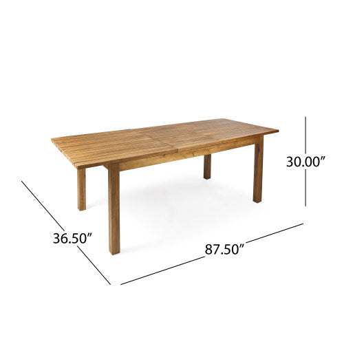 English Elm 7 Piece Acacia Wood Outdoor Dining Set Extendable Table Six Chairs Teak Finish N762S000025AAA