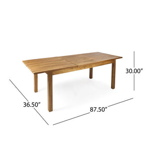 English Elm 7 Piece Solid Acacia Wood Outdoor Dining Set Extendable Table Six Mesh Armchairs N762S000003AAA