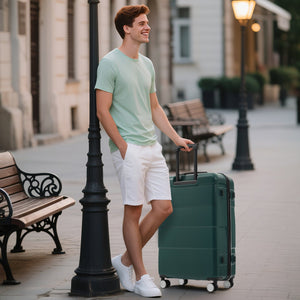 English Elm 6 Piece Hardshell Abs Travel Set with Spinner Wheels Combination Lock and Toiletry Bag Dark Green N732P391314M
