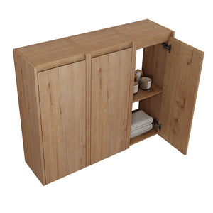 English Elm 36" Bathroom Side Cabinet Wall-Mounted With 3 Soft-Close Doors, Reversible Hinges, Scratch-Resist Finish W999S00220