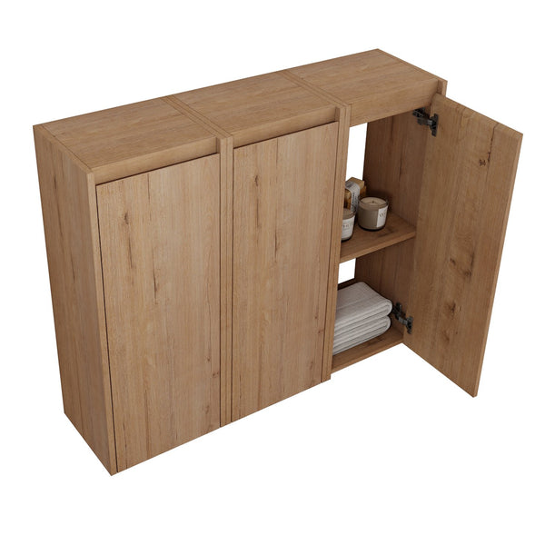 English Elm 36" Bathroom Side Cabinet Wall-Mounted With 3 Soft-Close Doors, Reversible Hinges, Scratch-Resist Finish W999S00220