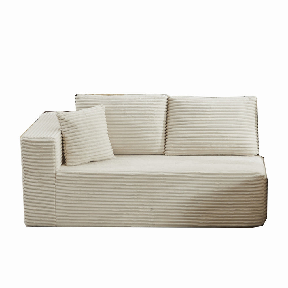 English Elm Modular L-shaped Sectional Sofa Plush Corduroy Low Profile Lounge for Living Room W1143P313182
