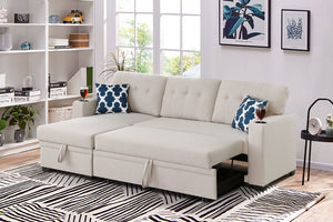 English Elm Convertible Upholstered Sectional Sofa with Pull-out Chaise Sleeper and Storage B2730S00002