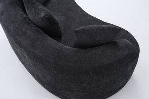 English Elm Crescent-shaped Curved Chenille Loveseat Low Profile Deep Seat Modern Living Room Sofa Black W5188P450347