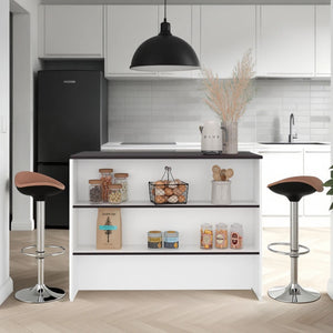 English Elm Fendi Multicolor Kitchen Island with Spacious 47.2" Workstation, Open Shelves & Cabinets for Small Spaces B070S00391