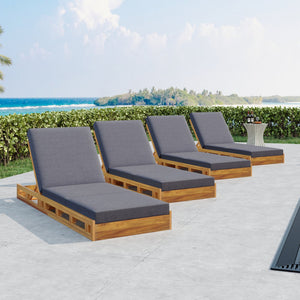 English Elm Christopher Knight Home® - Lounge Chaise Set - Durable Acacia Wood With Plush Triple-Fold Cushion For Ultimate Outdoor Relaxation N770P272405T_N770P208326G