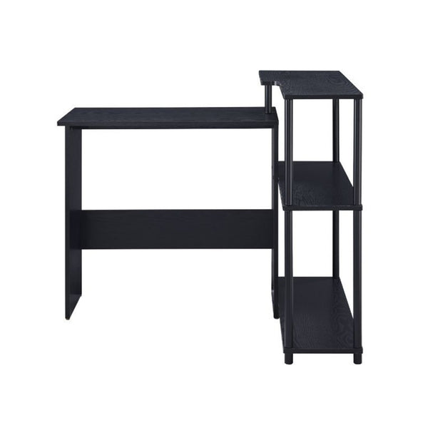 English Elm Rectangular Writing Desk With Integrated Side Bookshelf - Modern, Space-Saving Black Office Solution B016P311329-GIGA