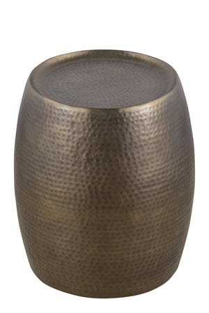 English Elm ET501 Hand-Hammered End Table 21" H Antique Gold Drum Accent Table No Assembly Modern Luxe B009P298418