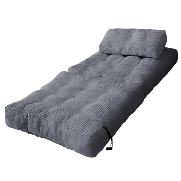 English Elm Modular Floor Sectional Corduroy Sofa Bed Low Profile Convertible for Studio Living Grey W3737P426643