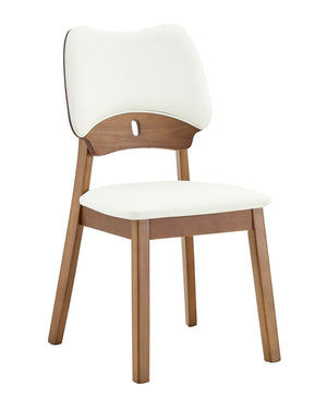 English Elm 2 Solid Walnut Toned Wood Dining Chairs Gray Fabric Seat Hollowed Backrest Modern Walnut,White W1151P455536