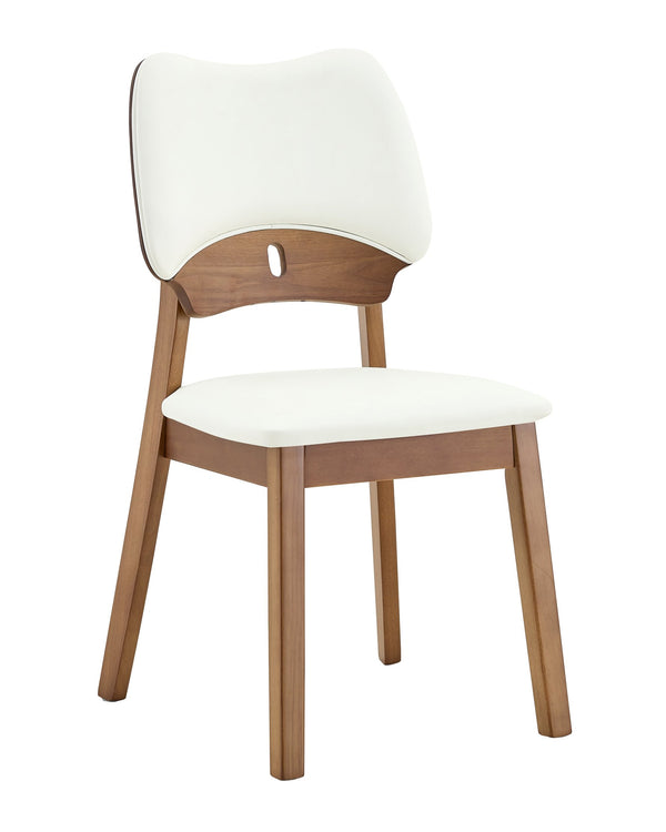 English Elm 2 Solid Walnut Toned Wood Dining Chairs Gray Fabric Seat Hollowed Backrest Modern Walnut,White W1151P455536