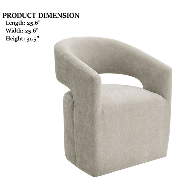 English Elm Contemporary Sculpted Barrel-Back Arm Chair with Smooth Casters, Neutral Textured Upholstery, Stylish Accent Seating taupe 27 L x 26 W x 33 H B2741P400836