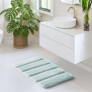 JLA Home Madison Park - Rug Madison Park Tufted Pearl Channel — Soft High-Low Stripe Bathroom Accent, Machine-Washable Luxury Seafoam MP72-5108