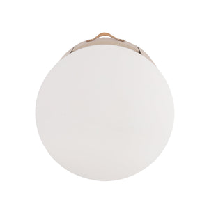 English Elm Christopher Knight Home® - Contemporary Round Nightstand with Drawer & Open Shelf, Curved Bedside Table with Leather Handles khaki 22 L x 22 W x 19.75 H N761P285708M