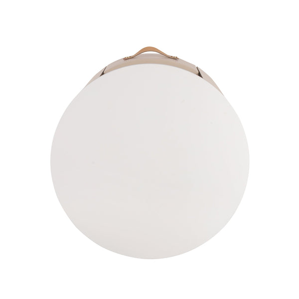 English Elm Christopher Knight Home® - Contemporary Round Nightstand with Drawer & Open Shelf, Curved Bedside Table with Leather Handles khaki 22 L x 22 W x 19.75 H N761P285708M