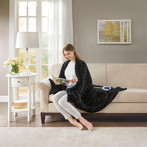 JLA Home Beautyrest - Faux Oversized Heated Throw with Ultra-Soft Faux Fur, Low-EMF Secure Comfort Heat, 3 Levels, 5-Year Warranty BR50-0750