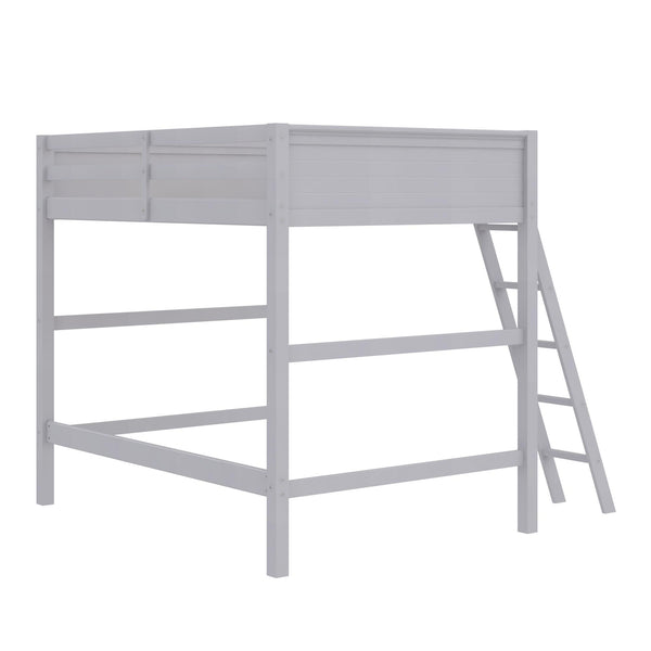 English Elm Denver Full Size Loft Bed with Ladder & Guardrails, Gray Wood Space-Saving Design for Kids Rooms B2733P384490